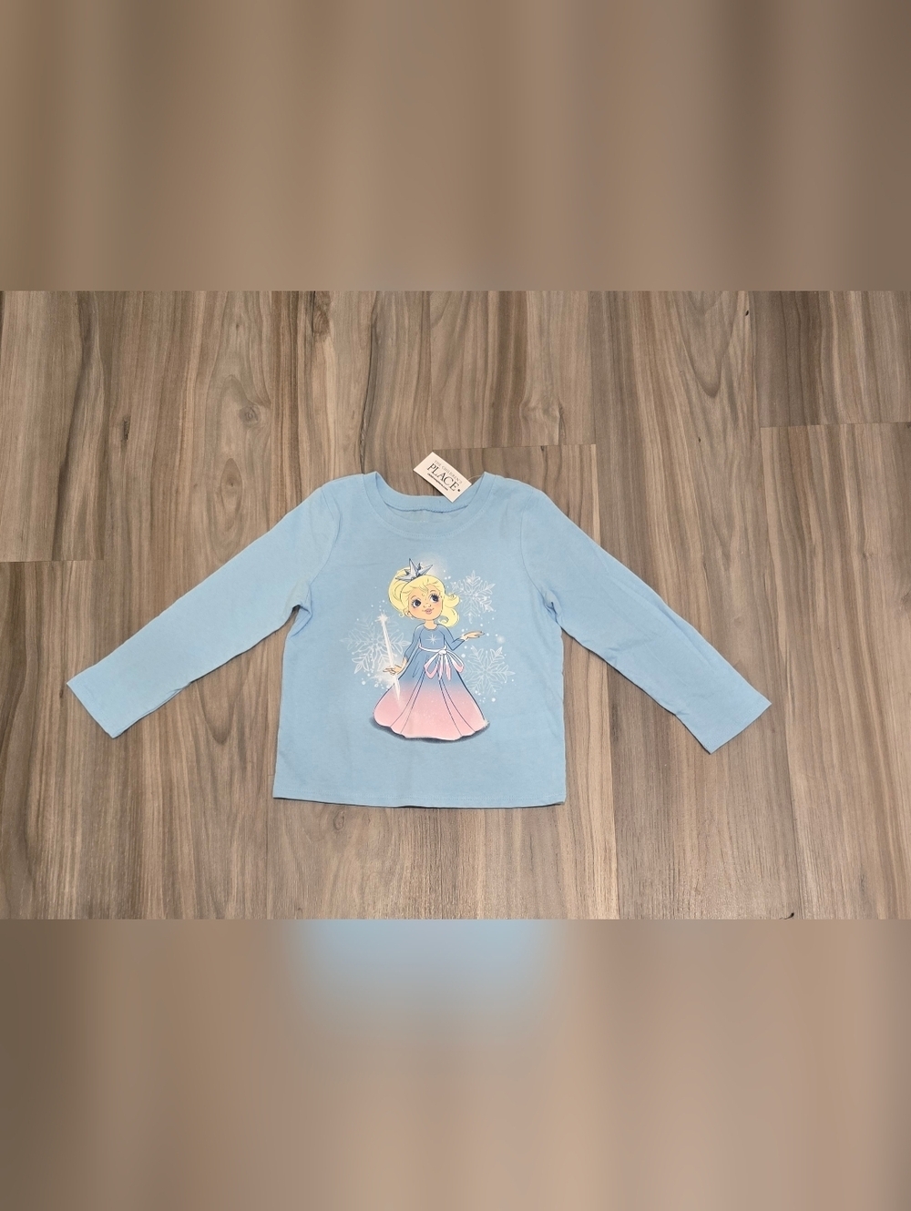 NWT The Children’s Place Girls Long Sleeve Princess Shirt Size 3T Light Blue